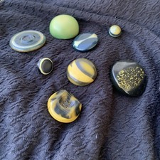 Lot Of 8 Antique Celluloid Glow Top Buttons Hollow Bubble Dome Art Deco picture