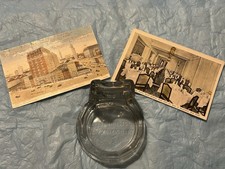 VINTAGE HOTEL BRISTOL NYC GLASS ART DECO ASHTRAY AND (2) POSTCARDS CIRCA 1925.  picture
