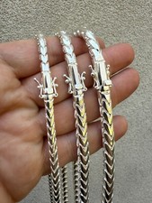 Real Solid 925 Silver Round Franco Chain 5-7mm Necklace Handmade W. Box Clasp picture