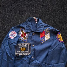 Vintage 60s Northeast Regional Skirmish Patch Jacket Navy Blue Nylon XS picture