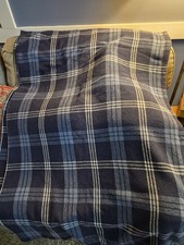 Vtg Ralph Lauren Woven 100% Cotton Navy Plaid Blanket Twin 66x90 Made In USA picture