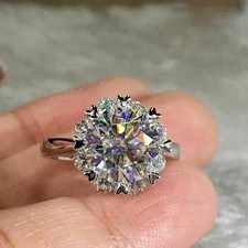 2.50 Ct Round Cut Lab Created Diamond Halo Engagement Ring 14K White Gold Plated picture