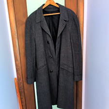 Vintage 1950s Golden Emblem Men's Tweed Overcoat / True Vtg 50s Plaid Topcoat picture