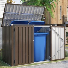 Outdoor Trash Can Storage Shed, 46 Cu.Ft Metal Garbage Bin Enclosure, Garden picture