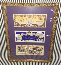 VTG FRAMED FRENCH SOAP LABELS PARIS ART CHERUBS VRAIS VIOLETTES NICE & PARADISIA picture