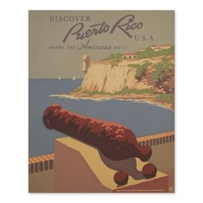 1940 Discover Puerto Rico USA Travel Poster Caribbean WPA Tourism Tropical picture