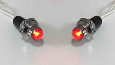 Pair Red Pilot Dash Indicator Warning Lights 12V - Vintage Classic Hot Rod picture