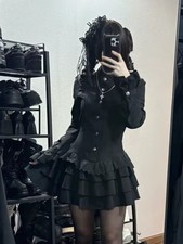 Spring Vintage Gothic Style Lace Up Dress Women Design High Street Black Lolita  picture