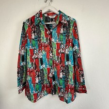 1970s Vintage Mr. Alex Colman Novelty Art People Print Button Down Disco Shirt picture