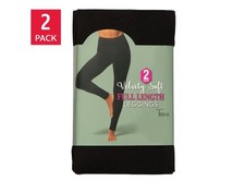 Felina Women's Velvety Soft Full Length Leggings 2-Pack Black High Waist 4 Way picture
