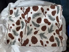 Pine Cone & Evergreen Branch Fabric - Brown & Green Winter Christmas Print picture