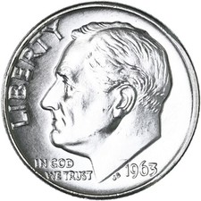 1963 D Roosevelt Dime 90% Silver BU US Coin picture