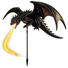 Solar Dragon Fire Garden Stake Light, Solars Powered Dragons Figurine picture