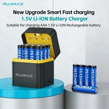 12 PCS AAA 1.5V 1512mWh Rechargeable Lithium Batteries + 12-Slots Rapid Charger picture
