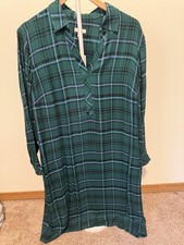 NWT J Jill Green/Blue/Black/Purple Plaid Cotton Long Sleeve Shirtdress XL picture