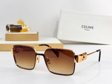 Celine CL1576LU Gold Square Sunglasses Brown Gradient Lens 57-17-145 picture