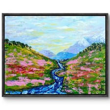 Original 14x11 Impressionist Mountain Valley Stream Painting Signed Canvas picture
