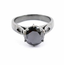Certified 5.00 Ct Stunning Black Diamond Ring-925 Silver.Great luster.No Tariff. picture