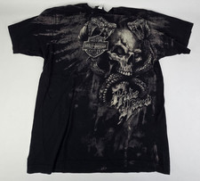 VTG 90s Harley Davidson Mens Size L 3D Print Skull Cobra Snakes 'Mile High H-D' picture