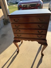 Vintage Queen Anne Style Solid Cherry Silver Chest Or Jewelry picture