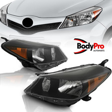 For 2012-2014 Toyota Yaris Hatchback Headlamp Headlight Housing Black Left+Right picture