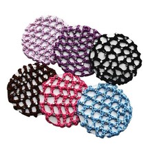 6PCS Crochet Bun Cover Snood Hair Net Rhinestone Decor Colorful Knit Mesh Fabric picture