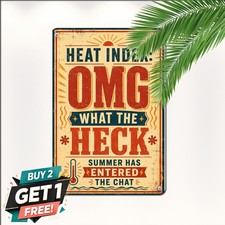 Heat Index OMG WTF Summer Weather Humor Wall Decor Retro Metal Tin Sign 8x12 In picture