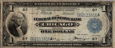 1918 $1 Federal Reserve Bank Note Chicago G-7 Large Note Series 1918 picture