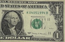 Birthday Note April 05 1994 fancy serial number 1 dollar billK04051994B FW picture