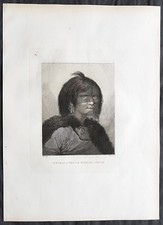 1784 Cook & Webber Large Antique Portrait Woman of Prince William Sound, Alaska picture