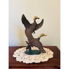Vintage MCM Bronzed Brass Ducks in Flight statue 1950's mid-century modern picture