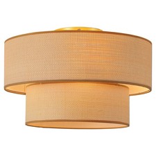 20'' Boho Rattan Caged Ceiling Fan with Light, Fandelier Flush Mount Ceiling Fan picture