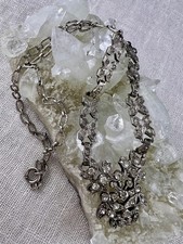  Edwardian Sterling Silver Paste Floral Garland Necklace c.1910 picture