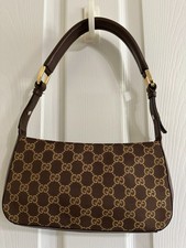 Authentic Vintage Gucci GG Canvas Jolicoeur Pochette Shoulder Bag Brown Y2K picture