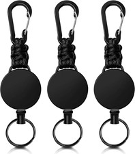 Retractable Keychain 3 Pack Heavy Duty Carabiner Badge Holder Extendable Reel ID picture