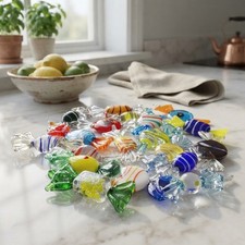 20Pcs Glass Candy Vintage Murano Glass Sweets Wedding Birthday Halloween picture