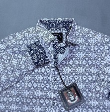 Rock Roll N Soul Shirt Mens L White Black Geometric Loud Western Rodeo NEW picture