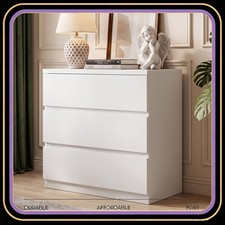 3 Drawer Dresser for Bedroom Modern Chest of Drawers w/ Deep Storage Drawers picture