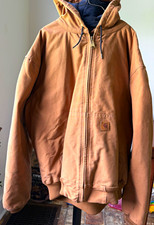 Carhartt Men's Hooded Full Zip Lined Work Jacket Brown 2XL Regular picture