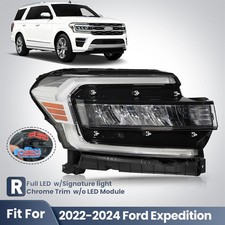 For 2022-2024 Ford Expedition Full LED Headlight W/ LED DRL Chrome Trim Right picture