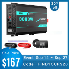 HQST 3000W Pure Sine Wave Inverter 12V | 6000W Surge, GFCI & Remote picture