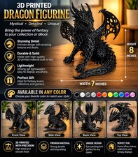 3D Printed Dragon Figurine Fantasy Dragon Statue, w/wing Detailed Collectible picture