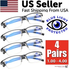 4 Pairs Anti-Blue Light Reading Glasses HD Lenses Spring Hinge Readers Unisex picture