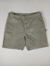 Carhartt Duck Canvas Carpenter Work Shorts Mens 36 Moss Green Cotton Hammer Loop picture