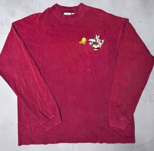 Vintage 1995 Warner Bros Looney Tunes Embroidered Long Sleeve Shirt XL 90s picture