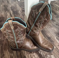 Justin Gypsy Boots Womens Size 10B Brown Turquoise Western Square Toe L2900 picture