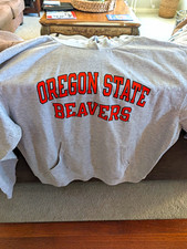 Oregon State Beavers Pullover Hoodie Sweatshirt Gray Orange Black picture