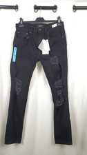 Pull & Bear Slim Fit Distressed Straight Leg Black Jeans W32 L33 CR065 AA 02 picture