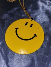 Vintage 70's mood jewelry Happy/Sad spinnable metal necklace.  