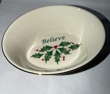 Lenox Holiday Christmas Believe Oval Dish Dimension Collection Porcelain Holly picture